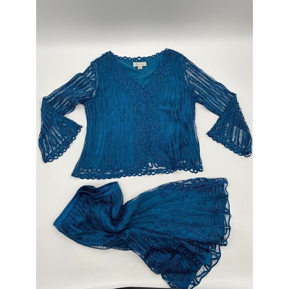 Soulmates Hand-Crafted Blue Blouse Size M  with 24in Length Skirt Set for Women